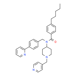 ChemSpider 2D Image | 4-Pentyl-N-[4-(2-pyridinyl)benzyl]-N-[1-(4-pyridinylmethyl)-4-piperidinyl]benzamide | C35H40N4O