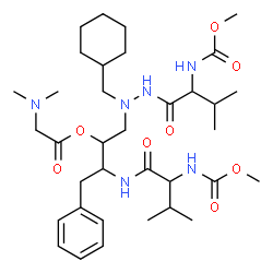 ChemSpider 2D Image | 1-[1-(Cyclohexylmethyl)-2-{2-[(methoxycarbonyl)amino]-3-methylbutanoyl}hydrazino]-3-{[N-(methoxycarbonyl)valyl]amino}-4-phenyl-2-butanyl N,N-dimethylglycinate | C35H58N6O8