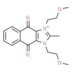 ChemSpider 2D Image | 1,3-Bis(2-methoxyethyl)-2-methyl-4,9-dioxo-4,9-dihydro-1H-naphtho[2,3-d]imidazol-3-ium | C18H21N2O4