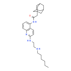 ChemSpider 2D Image | 2-(Adamantan-1-yl)-N-(2-{[2-(hexylamino)ethyl]amino}-5-quinolinyl)acetamide | C29H42N4O