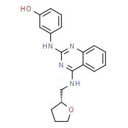 ChemSpider 2D Image | 3-[(4-{[(2R)-Tetrahydro-2-furanylmethyl]amino}-2-quinazolinyl)amino]phenol | C19H20N4O2