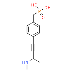 ChemSpider 2D Image | {4-[3-(Methylamino)-1-butyn-1-yl]benzyl}phosphonic acid | C12H16NO3P