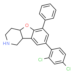 ChemSpider 2D Image | 8-(2,4-Dichlorophenyl)-6-phenyl-1,2,3,4,4a,9b-hexahydro[1]benzofuro[3,2-c]pyridine | C23H19Cl2NO