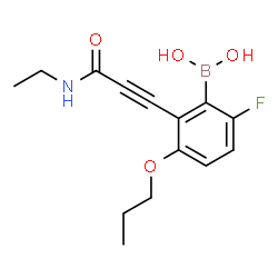 ChemSpider 2D Image | {2-[3-(Ethylamino)-3-oxo-1-propyn-1-yl]-6-fluoro-3-propoxyphenyl}boronic acid | C14H17BFNO4