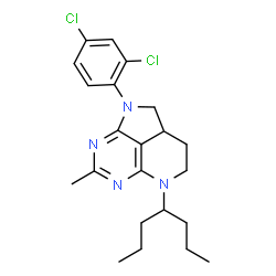 ChemSpider 2D Image | 1-(2,4-Dichlorophenyl)-5-(4-heptanyl)-7-methyl-1,2,2a,3,4,5-hexahydro-1,5,6,8-tetraazaacenaphthylene | C22H28Cl2N4
