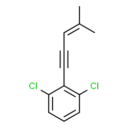 ChemSpider 2D Image | 1,3-Dichloro-2-(4-methyl-3-penten-1-yn-1-yl)benzene | C12H10Cl2