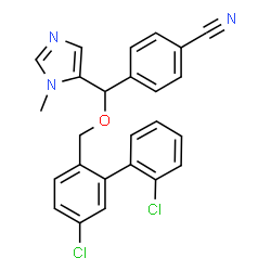ChemSpider 2D Image | 4-{[(2',5-Dichloro-2-biphenylyl)methoxy](1-methyl-1H-imidazol-5-yl)methyl}benzonitrile | C25H19Cl2N3O