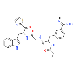 ChemSpider 2D Image | N-{3-(3-Carbamimidoylphenyl)-1-[(2-{[3-(1H-indol-3-yl)-1-oxo-1-(1,3-thiazol-2-yl)-2-propanyl]amino}-2-oxoethyl)amino]-1-oxo-2-propanyl}propanamide | C29H31N7O4S
