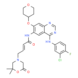 ChemSpider 2D Image | (2E)-N-{4-[(3-Chloro-4-fluorophenyl)amino]-7-(tetrahydro-2H-pyran-4-yloxy)-6-quinazolinyl}-4-(2,2-dimethyl-6-oxo-4-morpholinyl)-2-butenamide | C29H31ClFN5O5
