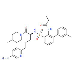 ChemSpider 2D Image | N-(3-{[(2S)-5-(5-Amino-2-pyridinyl)-1-(4-methyl-1-piperidinyl)-1-oxo-2-pentanyl]sulfamoyl}-3'-methyl-2-biphenylyl)propanamide | C32H41N5O4S