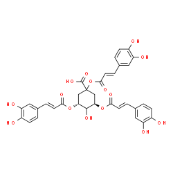 ChemSpider 2D Image | (3R,5R)-1,3,5-Tris{[(2E)-3-(3,4-dihydroxyphenyl)-2-propenoyl]oxy}-4-hydroxycyclohexanecarboxylic acid | C34H30O15