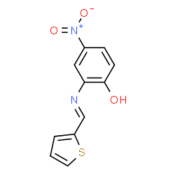ChemSpider 2D Image | 4-Nitro-2-[(E)-(2-thienylmethylene)amino]phenol | C11H8N2O3S