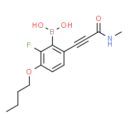 ChemSpider 2D Image | {3-Butoxy-2-fluoro-6-[3-(methylamino)-3-oxo-1-propyn-1-yl]phenyl}boronic acid | C14H17BFNO4