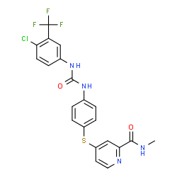 ChemSpider 2D Image | 4-{[4-({[4-Chloro-3-(trifluoromethyl)phenyl]carbamoyl}amino)phenyl]sulfanyl}-N-methyl-2-pyridinecarboxamide | C21H16ClF3N4O2S