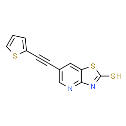 ChemSpider 2D Image | 6-(2-Thienylethynyl)[1,3]thiazolo[4,5-b]pyridine-2-thiol | C12H6N2S3
