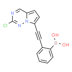 ChemSpider 2D Image | {2-[(2-Chloropyrrolo[2,1-f][1,2,4]triazin-7-yl)ethynyl]phenyl}boronic acid | C14H9BClN3O2