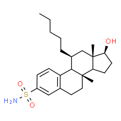 ChemSpider 2D Image | (9xi,11beta,14xi,17beta)-17-Hydroxy-8-methyl-11-pentylestra-1,3,5(10)-triene-3-sulfonamide | C24H37NO3S
