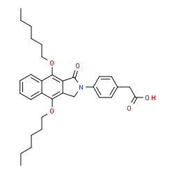 ChemSpider 2D Image | {4-[4,9-Bis(hexyloxy)-1-oxo-1,3-dihydro-2H-benzo[f]isoindol-2-yl]phenyl}acetic acid | C32H39NO5