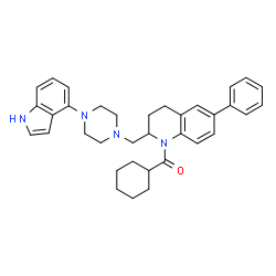 ChemSpider 2D Image | Cyclohexyl[2-{[4-(1H-indol-4-yl)-1-piperazinyl]methyl}-6-phenyl-3,4-dihydro-1(2H)-quinolinyl]methanone | C35H40N4O