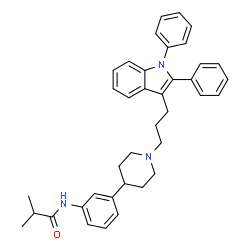 ChemSpider 2D Image | N-(3-{1-[3-(1,2-Diphenyl-1H-indol-3-yl)propyl]-4-piperidinyl}phenyl)-2-methylpropanamide | C38H41N3O