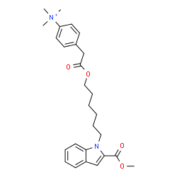 ChemSpider 2D Image | 4-[2-({6-[2-(Methoxycarbonyl)-1H-indol-1-yl]hexyl}oxy)-2-oxoethyl]-N,N,N-trimethylanilinium | C27H35N2O4
