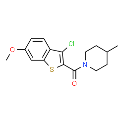 ChemSpider 2D Image | (3-Chloro-6-methoxy-1-benzothiophen-2-yl)(4-methyl-1-piperidinyl)methanone | C16H18ClNO2S