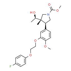 ChemSpider 2D Image | Methyl (3S,4S)-4-{3-[2-(4-fluorophenoxy)ethoxy]-4-methoxyphenyl}-3-[(1R)-1-hydroxyethyl]-3-methyl-1-pyrrolidinecarboxylate | C24H30FNO6