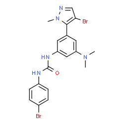 ChemSpider 2D Image | 1-[3-(4-Bromo-1-methyl-1H-pyrazol-5-yl)-5-(dimethylamino)phenyl]-3-(4-bromophenyl)urea | C19H19Br2N5O