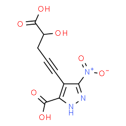 ChemSpider 2D Image | 4-(4-Carboxy-4-hydroxy-1-butyn-1-yl)-3-nitro-1H-pyrazole-5-carboxylic acid | C9H7N3O7