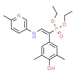 ChemSpider 2D Image | Diethyl {(E)-1-(4-hydroxy-3,5-dimethylphenyl)-2-[(6-methyl-3-pyridinyl)amino]vinyl}phosphonate | C20H27N2O4P
