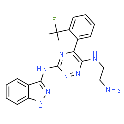 ChemSpider 2D Image | N~6~-(2-Aminoethyl)-N~3~-(1H-indazol-3-yl)-5-[2-(trifluoromethyl)phenyl]-1,2,4-triazine-3,6-diamine | C19H17F3N8
