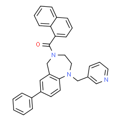 ChemSpider 2D Image | 1-Naphthyl[7-phenyl-1-(3-pyridinylmethyl)-1,2,3,5-tetrahydro-4H-1,4-benzodiazepin-4-yl]methanone | C32H27N3O