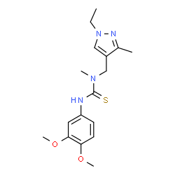 ChemSpider 2D Image | 3-(3,4-Dimethoxyphenyl)-1-[(1-ethyl-3-methyl-1H-pyrazol-4-yl)methyl]-1-methylthiourea | C17H24N4O2S