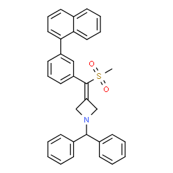 ChemSpider 2D Image | 1-(Diphenylmethyl)-3-{(methylsulfonyl)[3-(1-naphthyl)phenyl]methylene}azetidine | C34H29NO2S