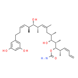 ChemSpider 2D Image | (3Z,5S,6S,7S,8R,9S,11Z,13S,14S,15S,16Z)-19-(3,5-Dihydroxyphenyl)-8,14-dihydroxy-5,7,9,11,13,15-hexamethyl-1,3,11,16-nonadecatetraen-6-yl carbamate | C32H49NO6