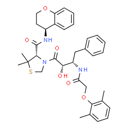 ChemSpider 2D Image | (4S)-N-[(4S)-3,4-Dihydro-2H-chromen-4-yl]-3-[(2S,3S)-3-{[(2,6-dimethylphenoxy)acetyl]amino}-2-hydroxy-4-phenylbutanoyl]-5,5-dimethyl-1,3-thiazolidine-4-carboxamide | C35H41N3O6S