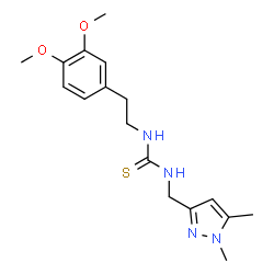 ChemSpider 2D Image | 1-[2-(3,4-Dimethoxyphenyl)ethyl]-3-[(1,5-dimethyl-1H-pyrazol-3-yl)methyl]thiourea | C17H24N4O2S