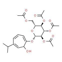 ChemSpider 2D Image | 7-Hydroxy-5-isopropyl-1,3,5-cycloheptatrien-1-yl 2,3,4,6-tetra-O-acetyl-beta-D-glucopyranoside | C24H32O11