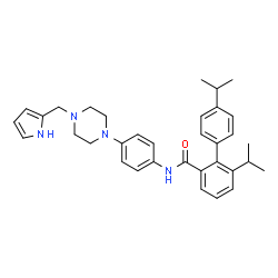 ChemSpider 2D Image | 4',6-Diisopropyl-N-{4-[4-(1H-pyrrol-2-ylmethyl)-1-piperazinyl]phenyl}-2-biphenylcarboxamide | C34H40N4O