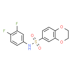 ChemSpider 2D Image | N-(3,4-Difluorophenyl)-2,3-dihydro-1,4-benzodioxine-6-sulfonamide | C14H11F2NO4S
