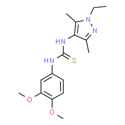 ChemSpider 2D Image | 1-(3,4-Dimethoxyphenyl)-3-(1-ethyl-3,5-dimethyl-1H-pyrazol-4-yl)thiourea | C16H22N4O2S