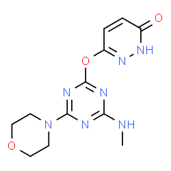 ChemSpider 2D Image | 6-{[4-(Methylamino)-6-(4-morpholinyl)-1,3,5-triazin-2-yl]oxy}-3(2H)-pyridazinone | C12H15N7O3