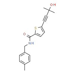 ChemSpider 2D Image | 5-(3-Hydroxy-3-methyl-1-butyn-1-yl)-N-(4-methylbenzyl)-2-thiophenecarboxamide | C18H19NO2S