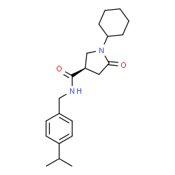 ChemSpider 2D Image | (3R)-1-Cyclohexyl-N-(4-isopropylbenzyl)-5-oxo-3-pyrrolidinecarboxamide | C21H30N2O2