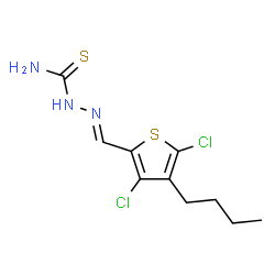 ChemSpider 2D Image | (2E)-2-[(4-Butyl-3,5-dichloro-2-thienyl)methylene]hydrazinecarbothioamide | C10H13Cl2N3S2