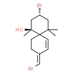 ChemSpider 2D Image | (1S,3R,9E)-3-Bromo-9-(bromomethylene)-1,5,5-trimethylspiro[5.5]undec-7-en-1-ol | C15H22Br2O