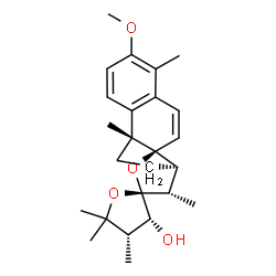 ChemSpider 2D Image | (3'R,4'S,4bR,6aR,7S,8R,9aS)-2-Methoxy-1,4',4b,5',5',7-hexamethyl-4',5,5',6,6a,7-hexahydro-3'H,4bH-spiro[benzo[4,5]indeno[7a,1-b]furan-8,2'-furan]-3'-ol | C25H34O4