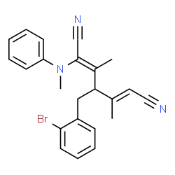 ChemSpider 2D Image | (2Z,5E)-4-(2-Bromobenzyl)-3,5-dimethyl-2-[methyl(phenyl)amino]-2,5-heptadienedinitrile | C23H22BrN3