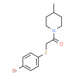 ChemSpider 2D Image | 2-[(4-Bromophenyl)sulfanyl]-1-(4-methyl-1-piperidinyl)ethanone | C14H18BrNOS