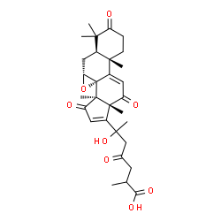 ChemSpider 2D Image | (7alpha,8alpha,20xi)-20-Hydroxy-3,12,15,23-tetraoxo-7,8-epoxylanosta-9(11),16-dien-26-oic acid | C30H38O8